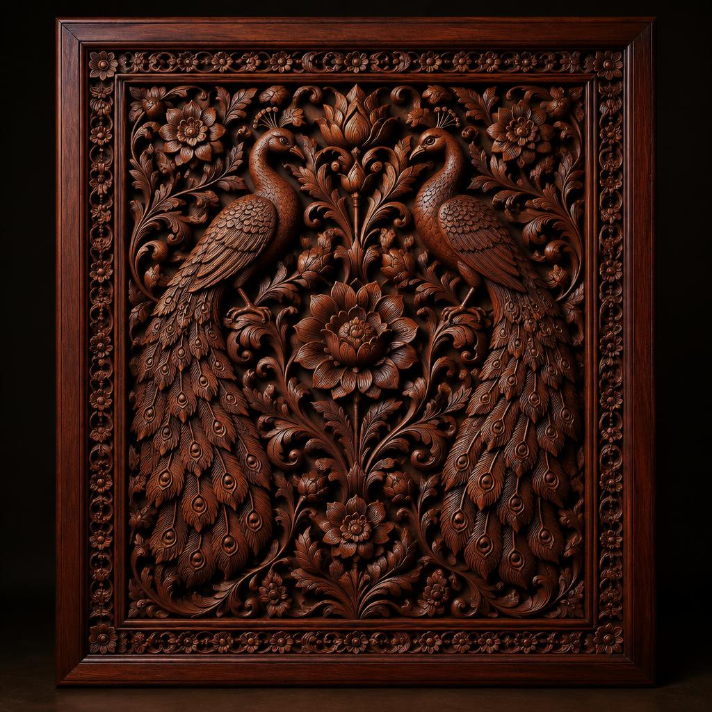 Twin Peacock Wall Panel
